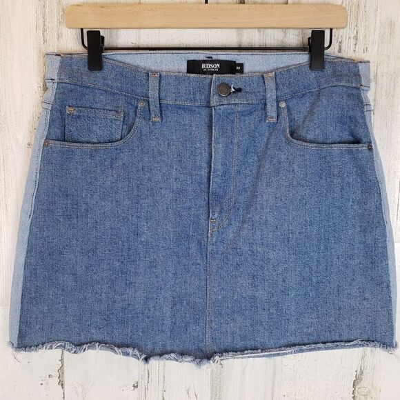 Hudson Viper Mini 2 Toned Denim Skirt Sz 32 - Picture 2 of 10